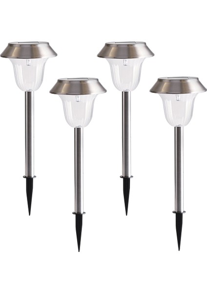 4 Paket Solar Bahçe Işıkları Dış Mekan Paslanmaz Çelik Sıcak Beyaz (Yurt Dışından)