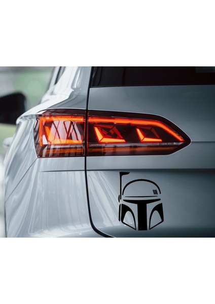 Gift Boba Fett Kask Tasarımlı Siyah Araç Sticker-1