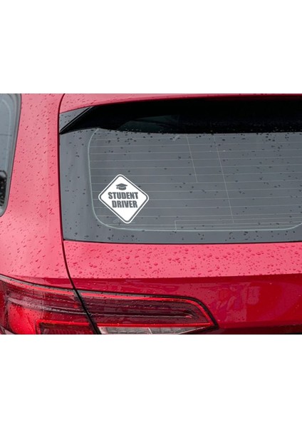 Gift Student Driver Tasarımlı Beyaz Araç Sticker-2