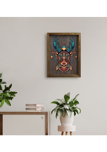 Gift Geyik Tasarımlı Doğal Masif Ahşap Çerçeveli Tablo 45X65CM-1 fırsatları