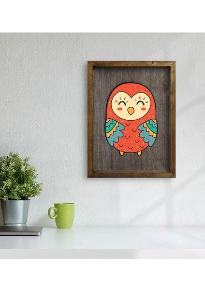Gift Baykuş Tasarımlı Doğal Masif Ahşap Çerçeveli Tablo 45X65CM-2 modelleri