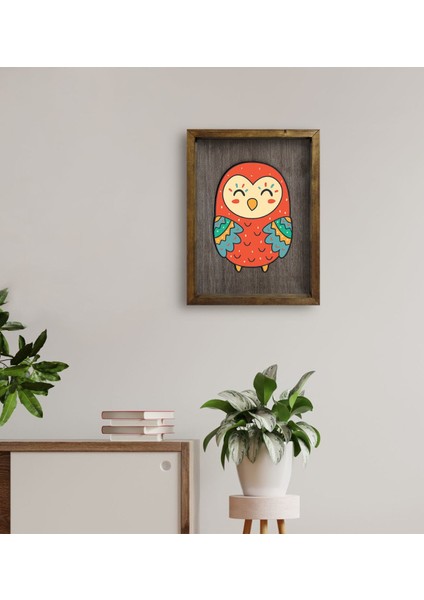 Gift Baykuş Tasarımlı Doğal Masif Ahşap Çerçeveli Tablo 45X65CM-2 fırsatları