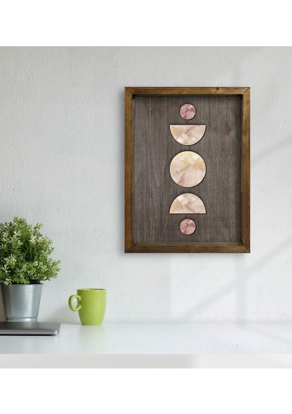 Gift Ay ve Güneş Tasarımlı Doğal Masif Ahşap Çerçeveli Tablo 45X65CM-2 modelleri