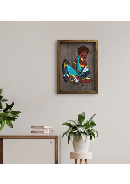 Gift African Woman Tasarımlı Doğal Masif Ahşap Çerçeveli Tablo 45X65CM-5 fırsatları