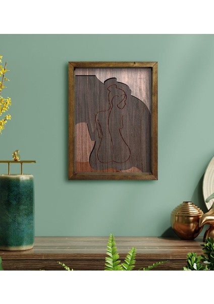 Gift Woman Line Tasarımlı Doğal Masif Ahşap Çerçeveli Tablo-8
