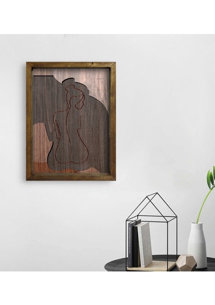 Gift Woman Line Tasarımlı Doğal Masif Ahşap Çerçeveli Tablo-8 fiyatları