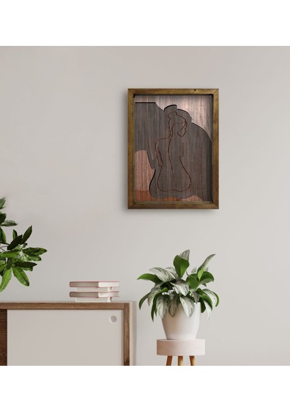 Gift Woman Line Tasarımlı Doğal Masif Ahşap Çerçeveli Tablo-8 fırsatları