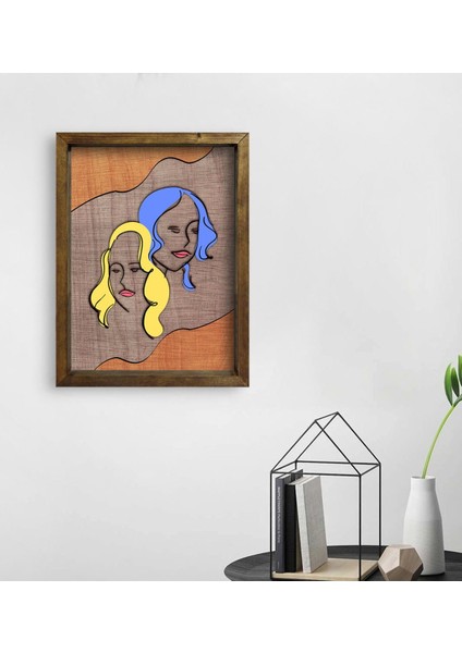 Gift Woman Line Tasarımlı Doğal Masif Ahşap Çerçeveli Tablo-2 fiyatları