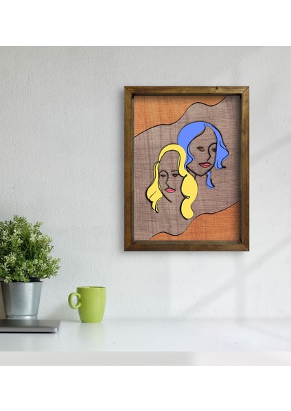 Gift Woman Line Tasarımlı Doğal Masif Ahşap Çerçeveli Tablo-2 modelleri