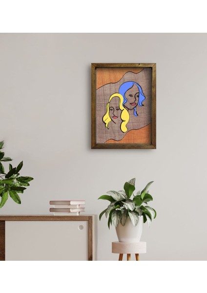 Gift Woman Line Tasarımlı Doğal Masif Ahşap Çerçeveli Tablo-2 fırsatları