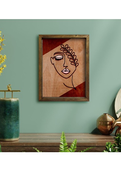 Gift Minimalist Woman Tasarımlı Doğal Masif Ahşap Çerçeveli Tablo-2
