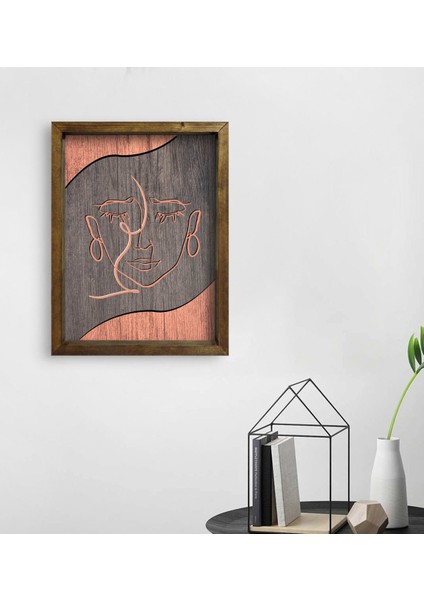 Gift Minimalist Art Tasarımlı Doğal Masif Ahşap Çerçeveli Tablo-4