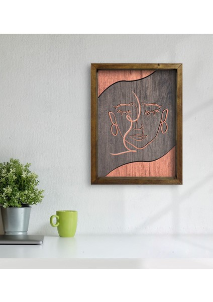 Gift Minimalist Art Tasarımlı Doğal Masif Ahşap Çerçeveli Tablo-4