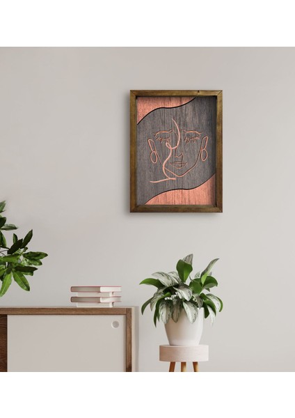 Gift Minimalist Art Tasarımlı Doğal Masif Ahşap Çerçeveli Tablo-4