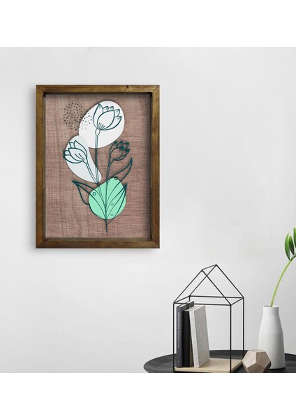 Gift Minimal Çiçekler Tasarımlı Doğal Masif Ahşap Çerçeveli Tablo-2 fiyatları