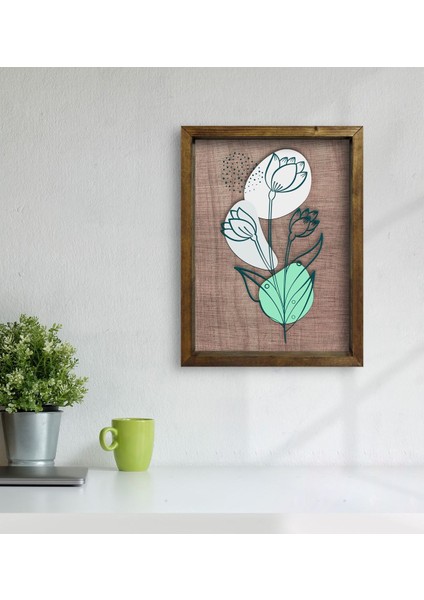 Gift Minimal Çiçekler Tasarımlı Doğal Masif Ahşap Çerçeveli Tablo-2 modelleri