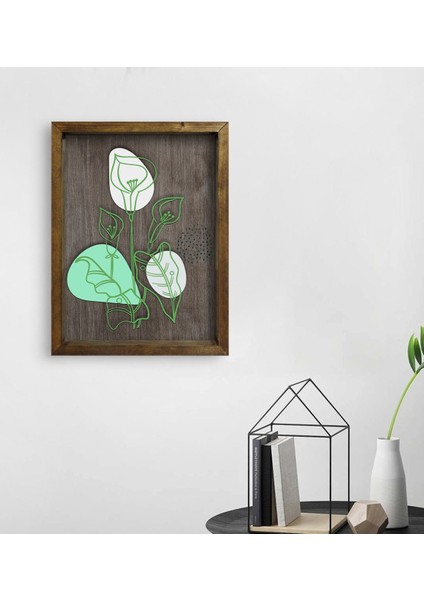 Gift Minimal Çiçekler Tasarımlı Doğal Masif Ahşap Çerçeveli Tablo-1 fiyatları