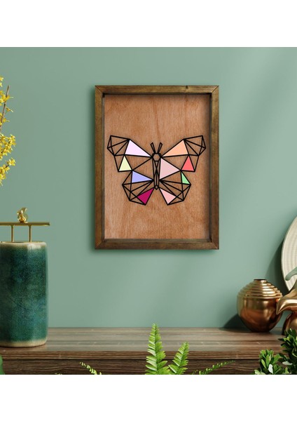 Gift Kelebek Tasarımlı Doğal Masif Ahşap Çerçeveli Tablo-1