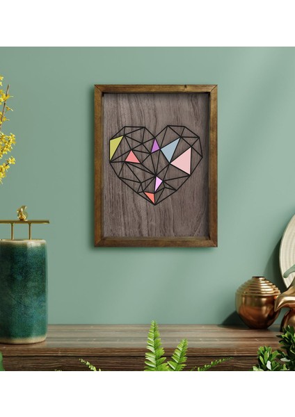 Gift Kalp Tasarımlı Doğal Masif Ahşap Çerçeveli Tablo-1