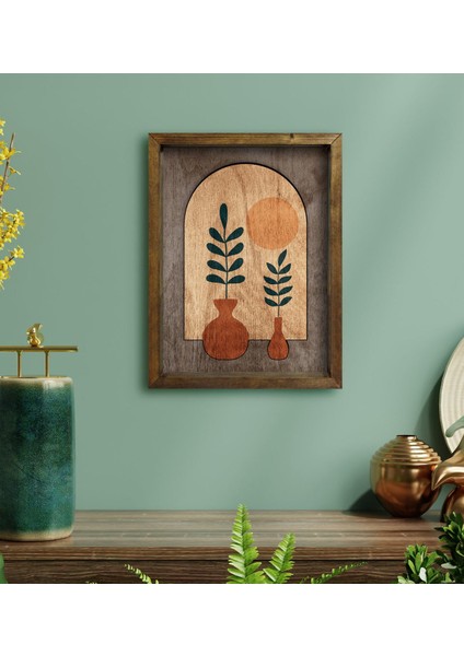 Gift Botanical Art Tasarımlı Doğal Masif Ahşap Çerçeveli Tablo-1