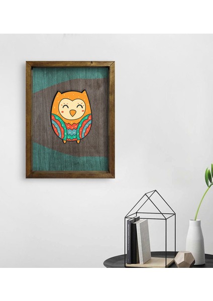 Gift Baykuş Tasarımlı Doğal Masif Ahşap Çerçeveli Tablo-4 fiyatları