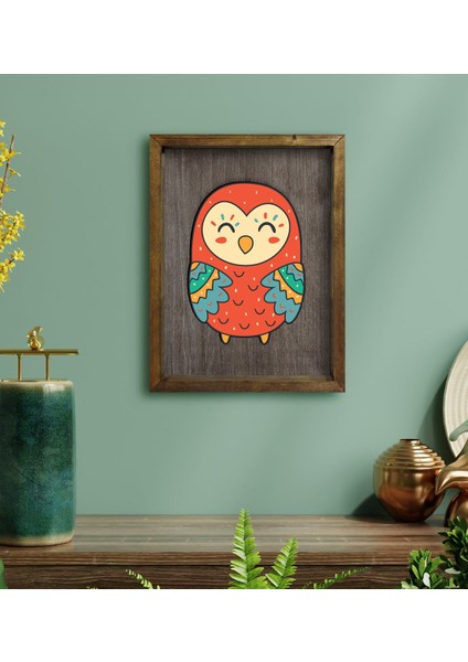 Gift Baykuş Tasarımlı Doğal Masif Ahşap Çerçeveli Tablo-2