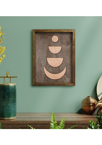 Gift Ay Tasarımlı Doğal Masif Ahşap Çerçeveli Tablo-2