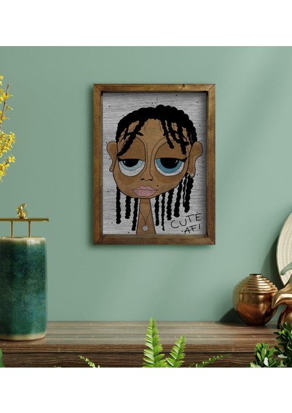 Gift The Lazy People Collection Cute Girl Tasarımlı Doğal Masif Ahşap Çerçeveli Tablo 45X65CM-1 fiyatları