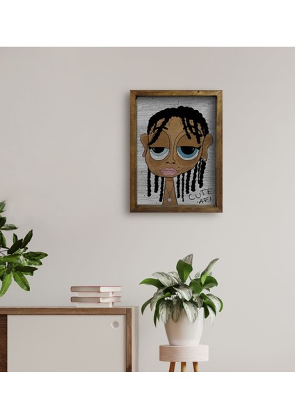 Gift The Lazy People Collection Cute Girl Tasarımlı Doğal Masif Ahşap Çerçeveli Tablo 45X65CM-1 fırsatları