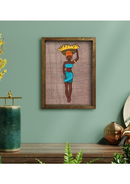 Gift African Woman Tasarımlı Doğal Masif Ahşap Çerçeveli Tablo-3