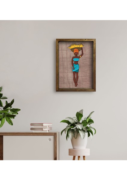 Gift African Woman Tasarımlı Doğal Masif Ahşap Çerçeveli Tablo-3 fırsatları