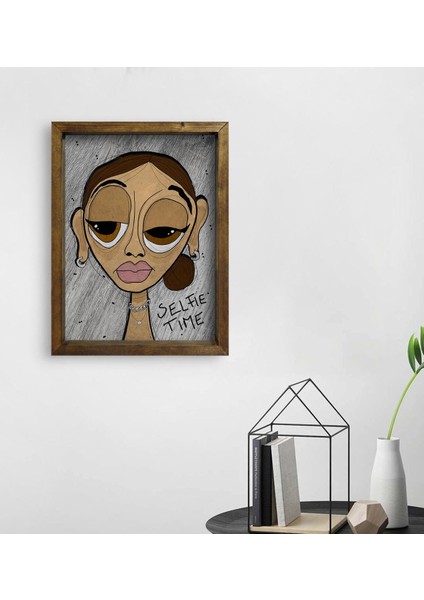 Gift The Lazy People Collection Hot Girl Tasarımlı Doğal Masif Ahşap Çerçeveli Tablo 45X65CM-1
