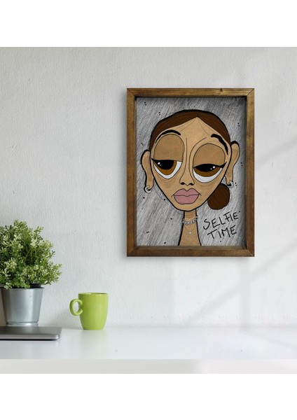 Gift The Lazy People Collection Hot Girl Tasarımlı Doğal Masif Ahşap Çerçeveli Tablo 45X65CM-1 modelleri