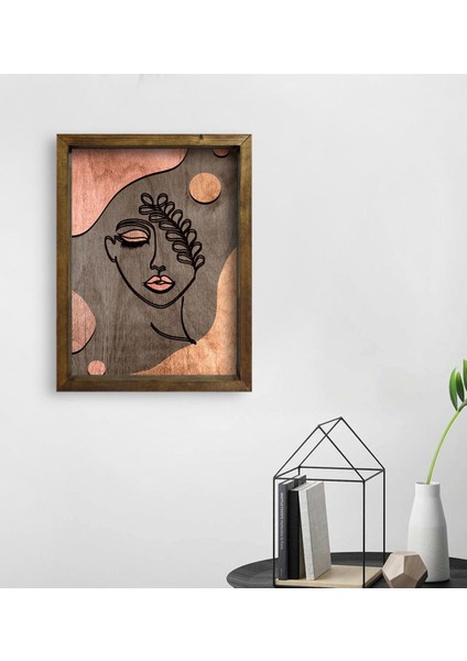 Gift Minimalist Woman Tasarımlı Doğal Masif Ahşap Çerçeveli Tablo 45X65CM-1