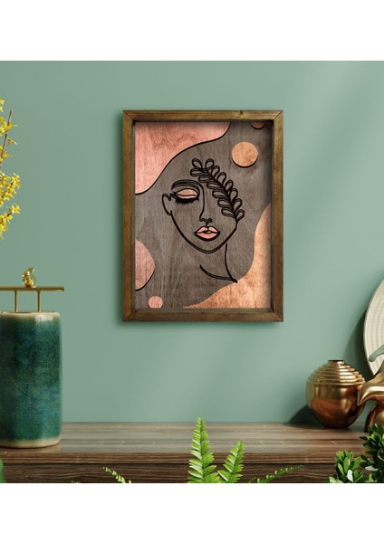 Gift Minimalist Woman Tasarımlı Doğal Masif Ahşap Çerçeveli Tablo 45X65CM-1