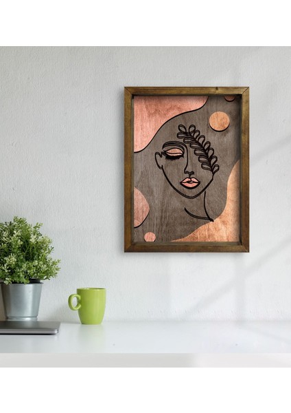 Gift Minimalist Woman Tasarımlı Doğal Masif Ahşap Çerçeveli Tablo 45X65CM-1