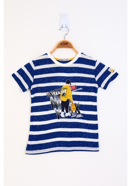 Sweater Lacivert Yıldız Desenli Taşlı Kadın T-Shirt