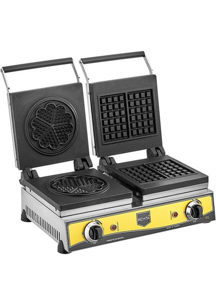 W20 Çiftli Kare+Çiçek 16 cm Model Elektrikli Waffle Makinesi