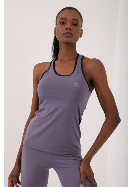 Eflatun Kadın Çapraz Askılı Kolsuz Standart Kalıp Spor ATLET-97094