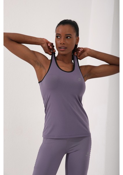 Eflatun Kadın Çapraz Askılı Kolsuz Standart Kalıp Spor ATLET-97094