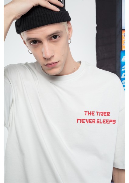 Unisex Tiger Tshirt Beyaz