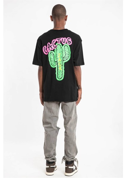 Cactus Oversize T-Shirt Siyah