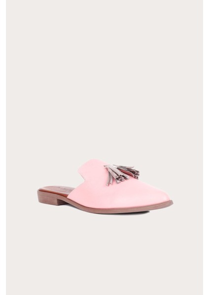 Pudra Vizon Deri Kadın Düz Terlik fiyatları