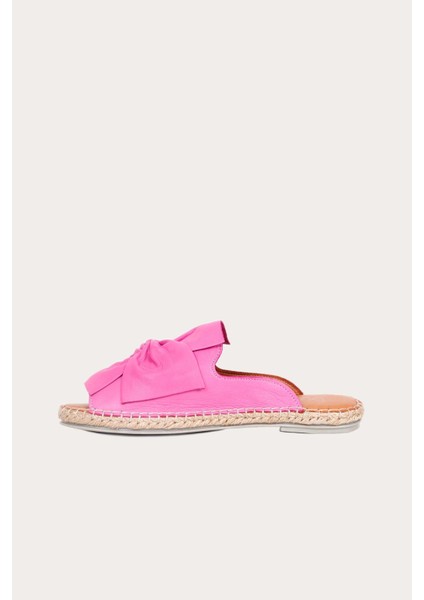 Fuşya Deri Kadın Espadril Terlik modelleri