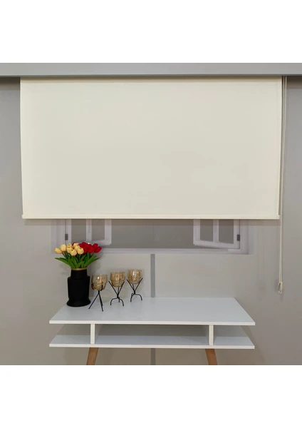 Volper Mekanik Krem Rengi 80 x 260 cm Mat Kalın Kumaş Stor Perde