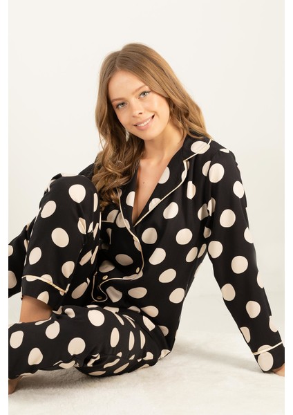 Puantiyeli Doğal Viskon Soft Yumuşak Düğmeli Pijama Takımı fiyatları