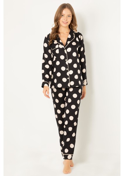 Puantiyeli Doğal Viskon Soft Yumuşak Düğmeli Pijama Takımı indirimleri
