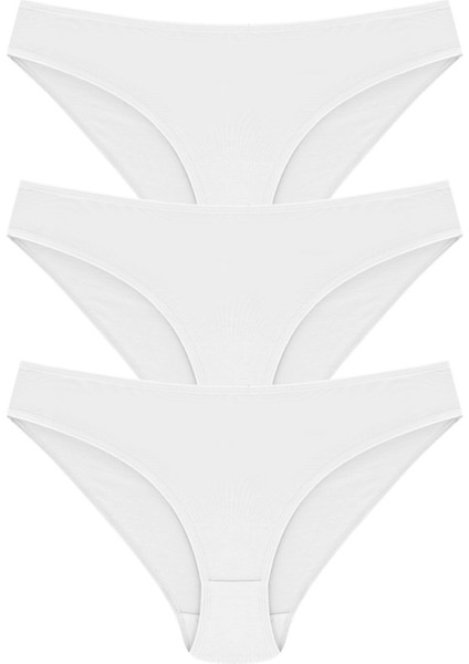 3 Adet Beyaz Renk Bikini Külot