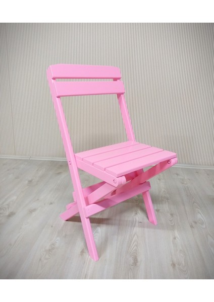 Ahşap Katlanır Masa-Sandalye Takım (Kırmızı-Pembe)