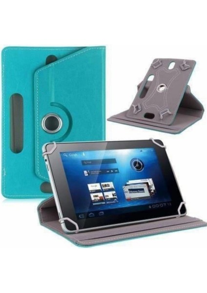 Alcatel Smart Tab 7 Wifi 7" Universal Tablet Kılıfı + Ekran Koruyucu + Dokunmatik Kalem Turkuaz